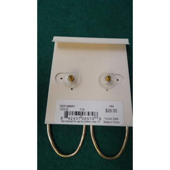 The SAK Gold Hoop Earrings Slim Oval Gold Tone New - Picture 3 of 6